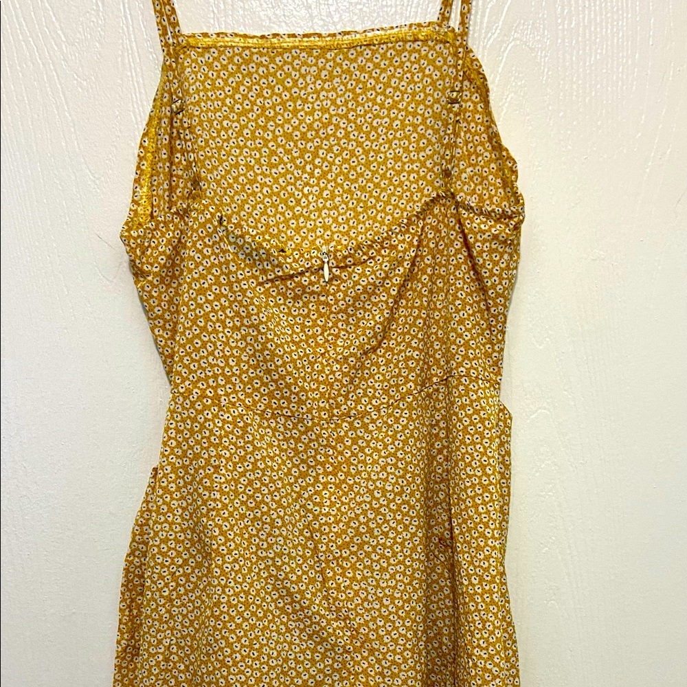 SHEIN Wrap Dress Tan with red dots and white with blue dots